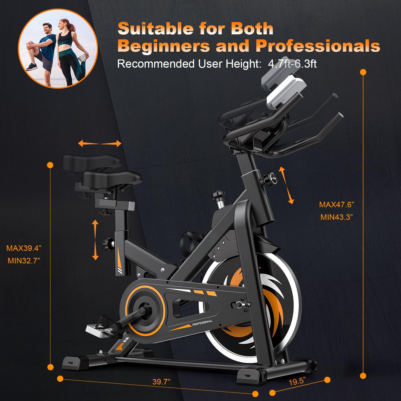 Decorcn Ergometer Heimtrainer Fahrrad - Magnetischer Widerstand Fitnessbike, Stille Stationäre Spinning Bike Indoor, LCD-Monitor, Pulsmesser iPad-Halterung, Hometrainer 150 kg Belastbar