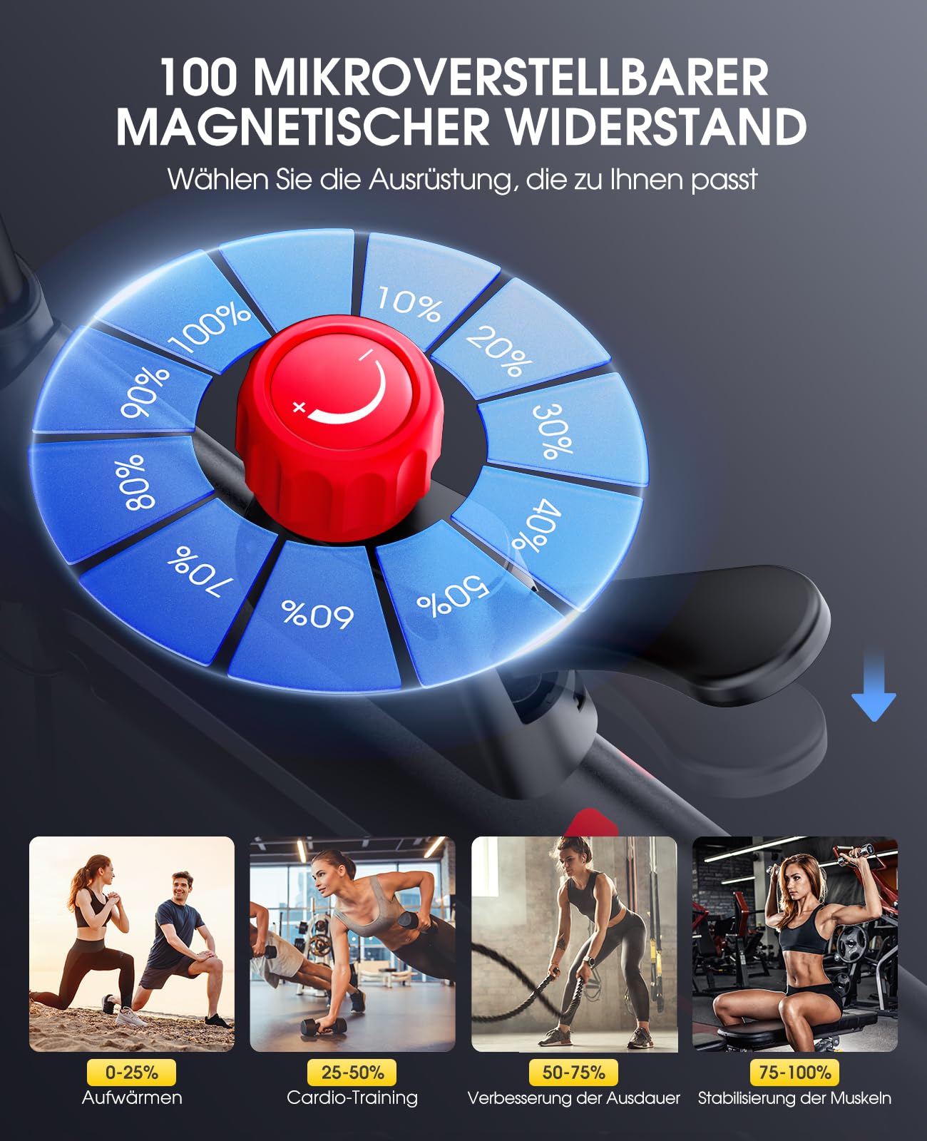 Toputure Heimtrainer Fahrrad mit Schlau APP, 15 KG Schwungrad, Leiser Hometrainer mit 0-100% Magnetischem Widerstand, Spinning Indoor Exercise bike Bis 150 KG, mit Tablet-Halter, LCD