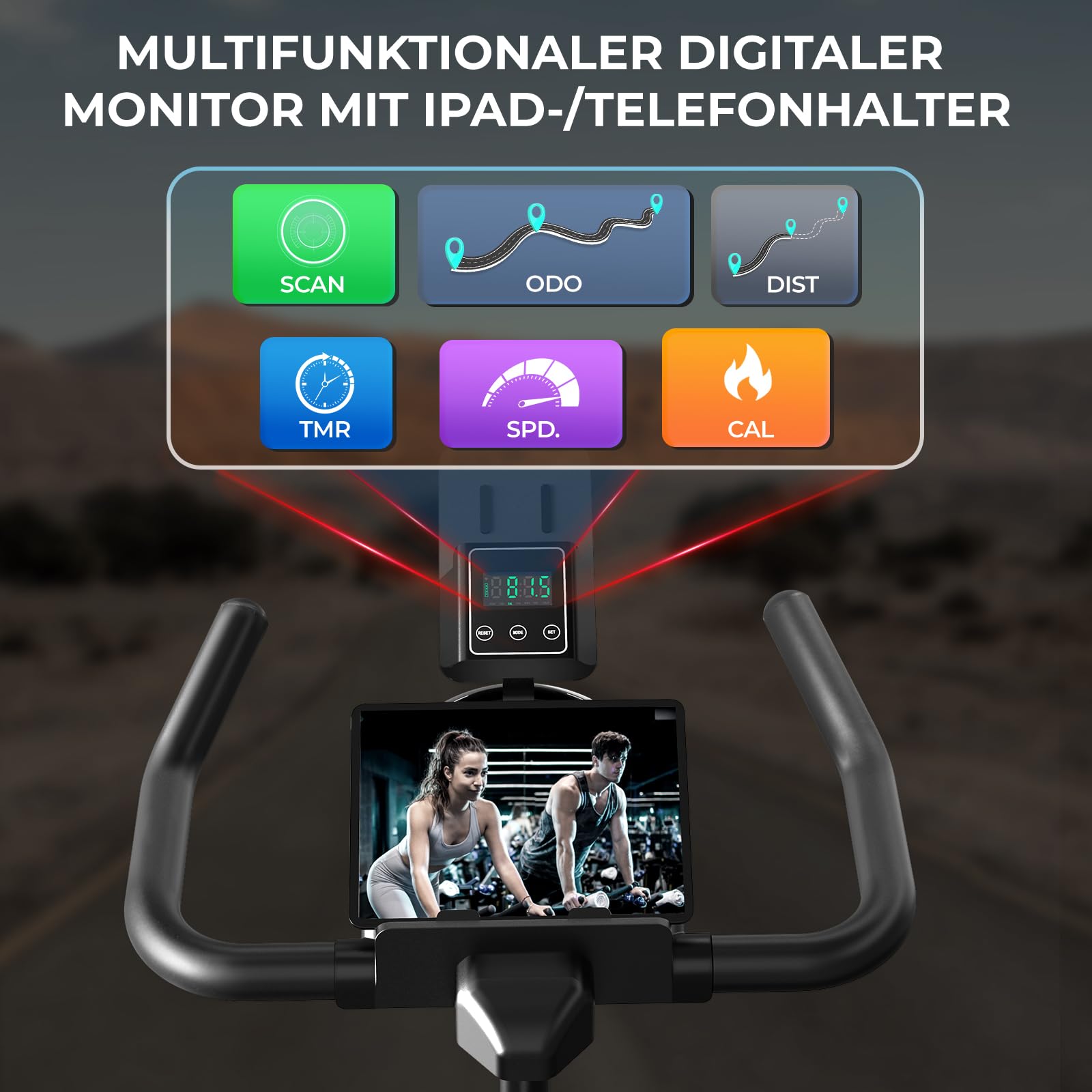 Micyox Ergometer Heimtrainer Fahrrad, TH-X3 Fitnessbikes mit Magnetischem Widerstand, Indoor Kardio Training, LCD Monitor mit IPad-Halterung Hometrainer 150 kg Belastbar