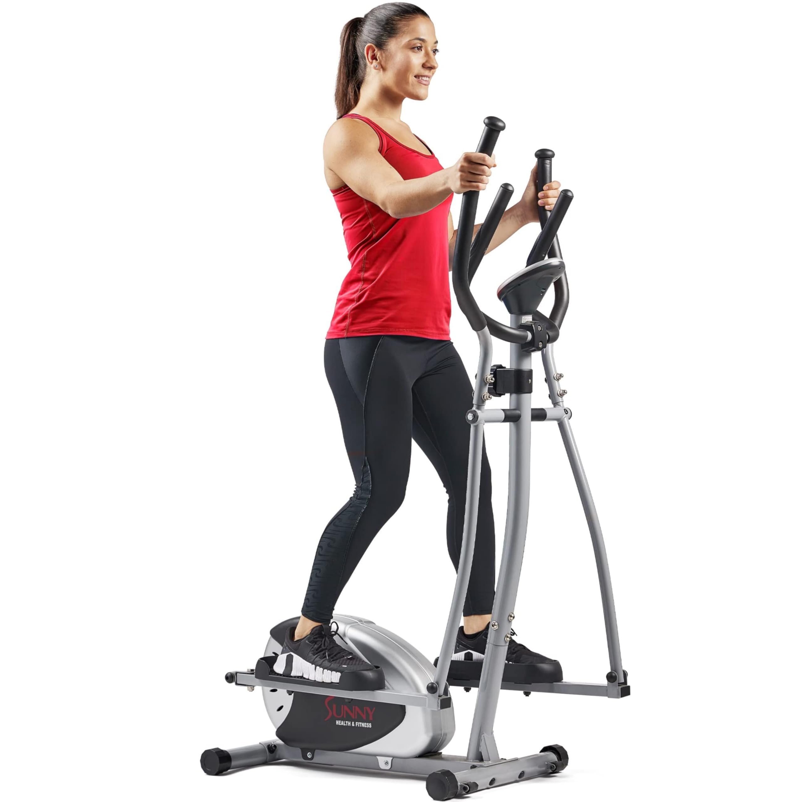 Sunny Health & Fitness Crosstrainer mit Magnetwiderstand mit LCD-Monitor, 100 kg max Gewicht, 8 Widerstandsstufe- SF-E905, Crosstrainer für zuhause, Ellipsentrainer, Ergometer
