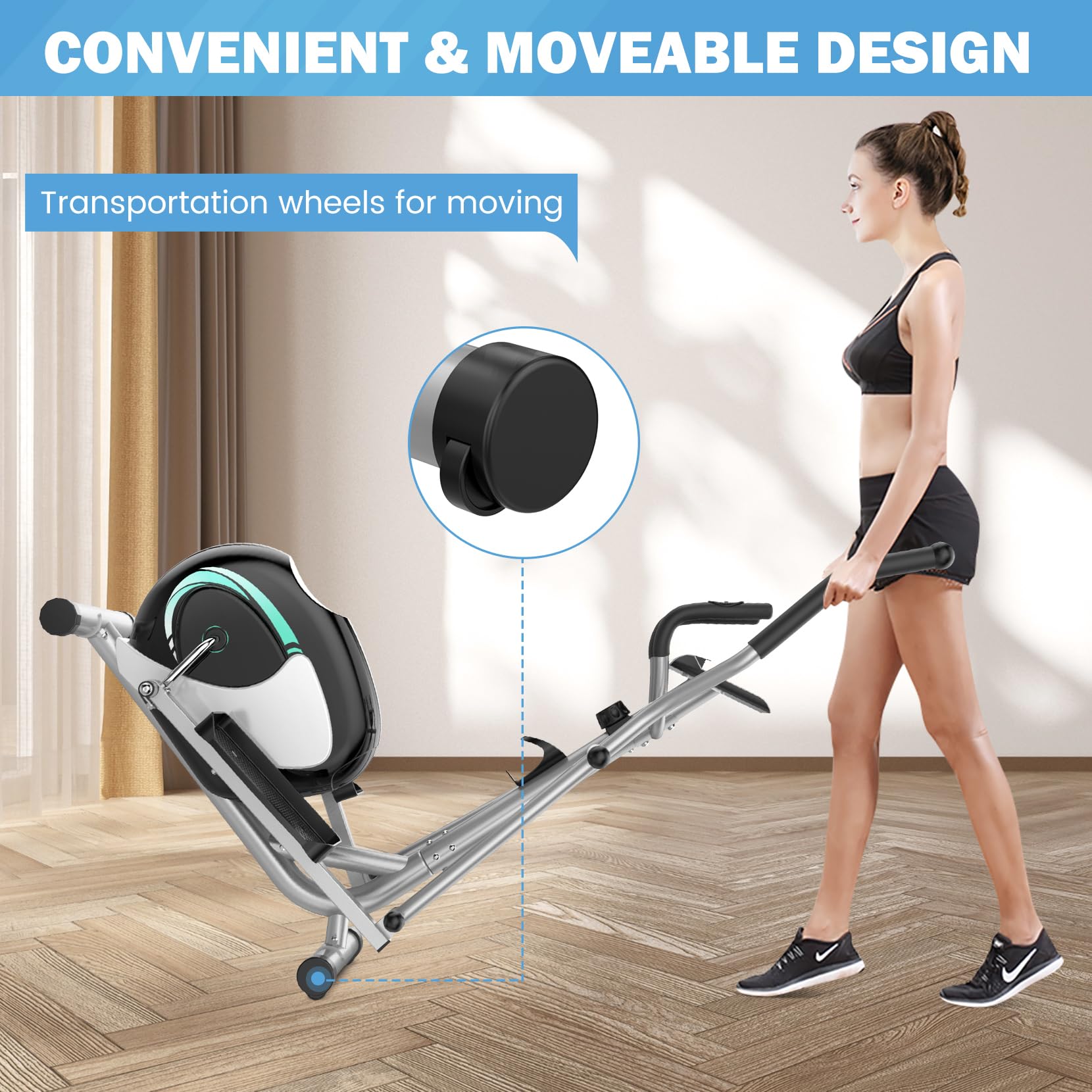 Dripex Elliptical Crosstrainer, Extrem leises magnetisches Ellipsentrainer für den Heimgebrauch, mit 6KG Schwungrad, 8 Widerstandsstufen, Pulssensor, LCD Monitor & Gerätehalterung (Grün)
