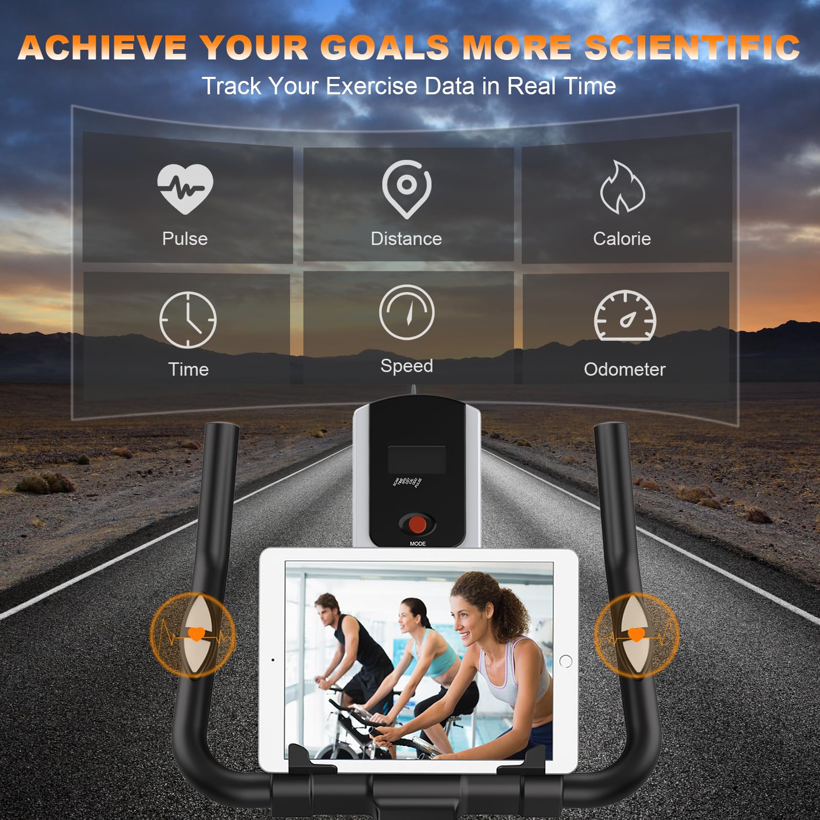 Decorcn Ergometer Heimtrainer Fahrrad - Magnetischer Widerstand Fitnessbike, Stille Stationäre Spinning Bike Indoor, LCD-Monitor, Pulsmesser iPad-Halterung, Hometrainer 150 kg Belastbar