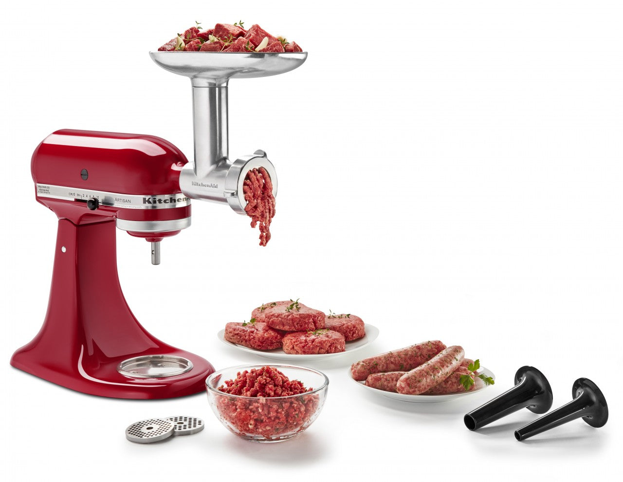 KitchenAid Metallfleischwolf Set mit Spritzgebäckvorsatz + 5KSMMGA Gr. 8