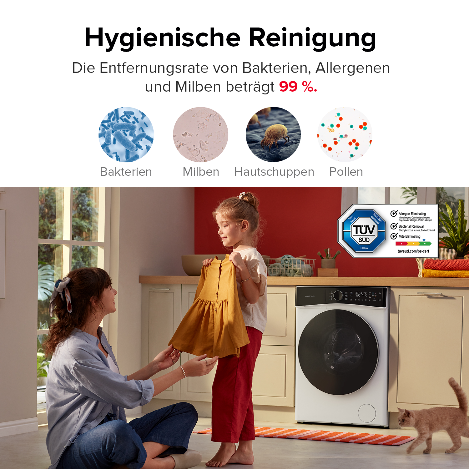 Roborock Zeo Lite Waschtrockner mit der Zeo-Cycle® Trocknungstechnologie