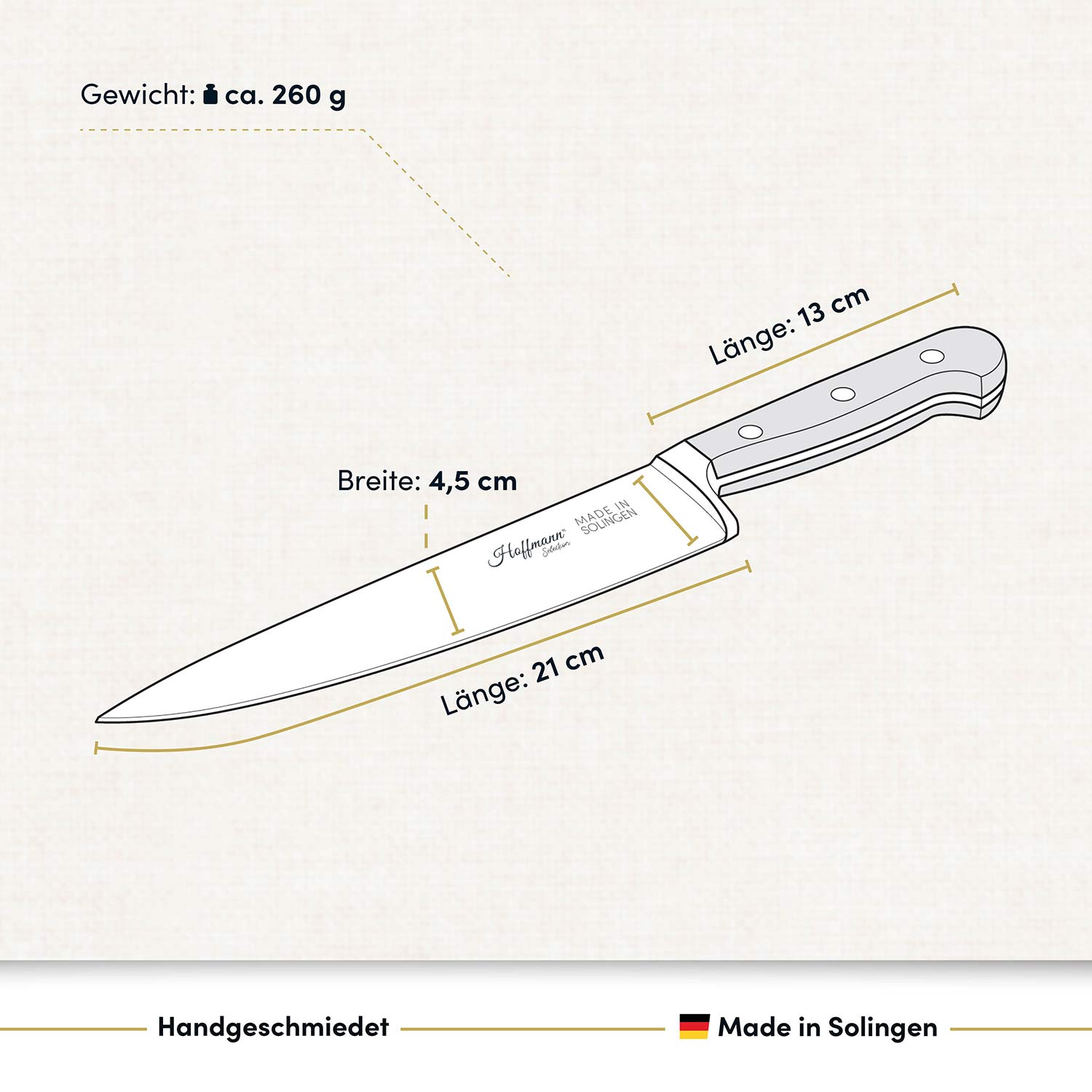 Chefmesser 21 cm, handgeschmiedet in Solingen