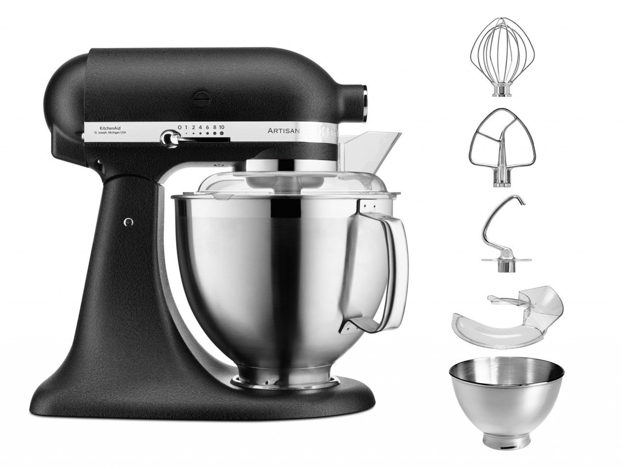 KitchenAid 4,8 L 5KSM185 Artisan Küchenmaschine Profiset Fleischwolf+Spritzgebäck+Gemüseschneider+Pürie
