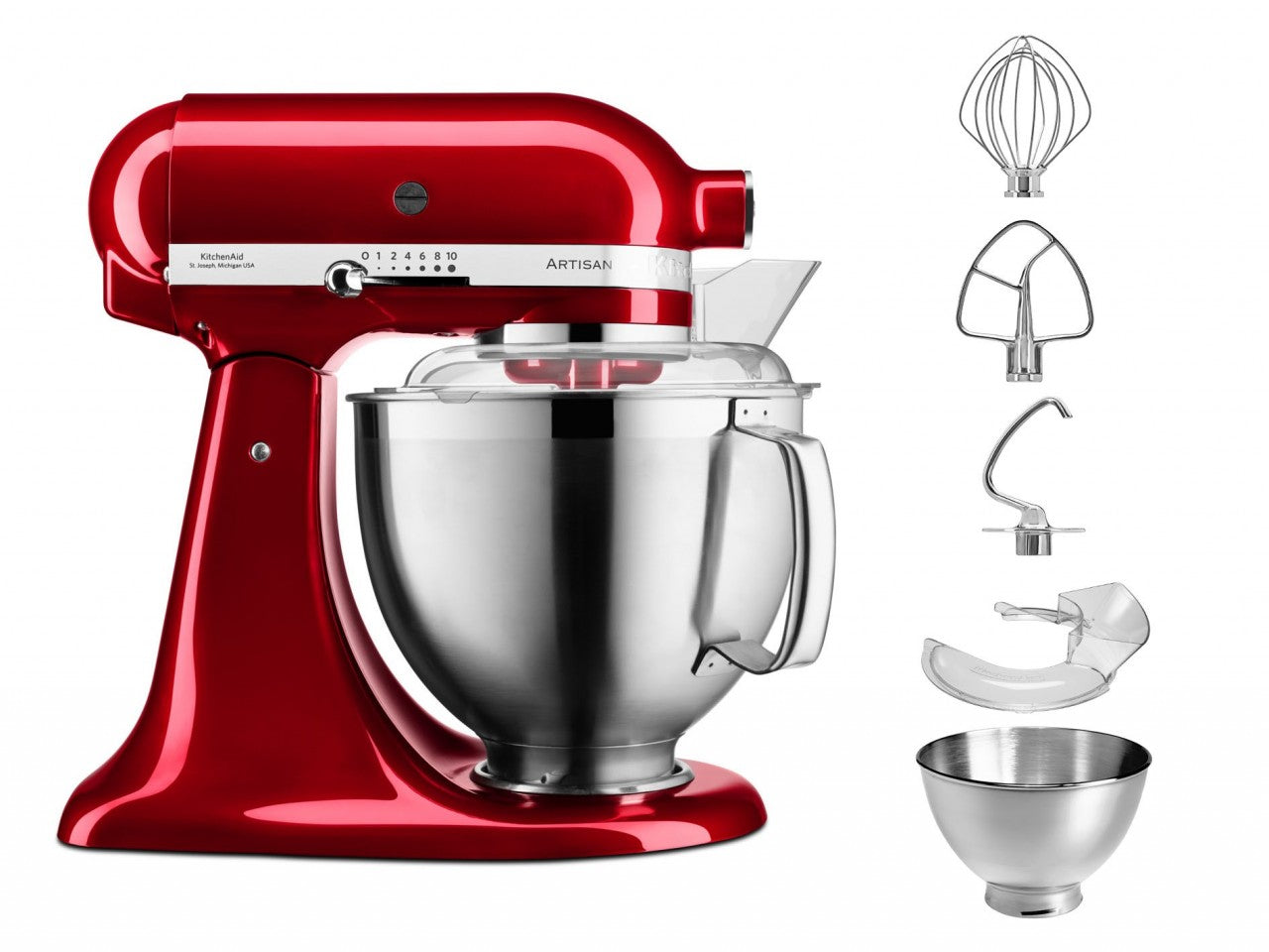 KitchenAid 4,8 L 5KSM185 Artisan Küchenmaschine Flexiset Artisan + Flexirührer