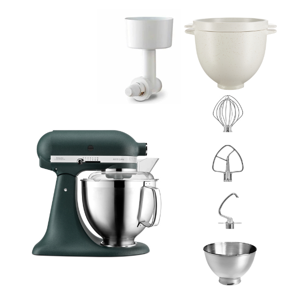 KitchenAid 4,8 L 5KSM185 Artisan Küchenmaschine Breadlover Messerschmidt Getreidemühlenvorsatz, Brotbackschüssel