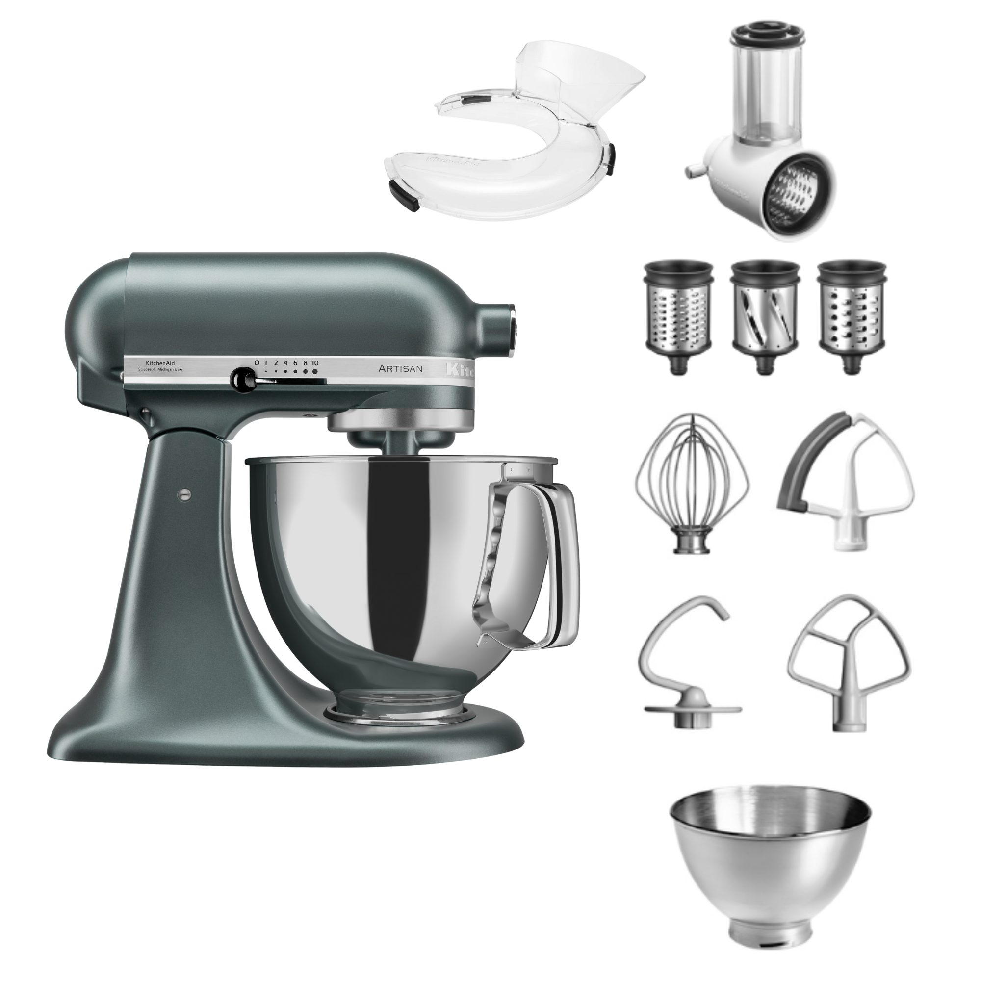 KitchenAid 4,8 L 5KSM175 Artisan Küchenmaschine Beginnerset mit Gemüseschneider