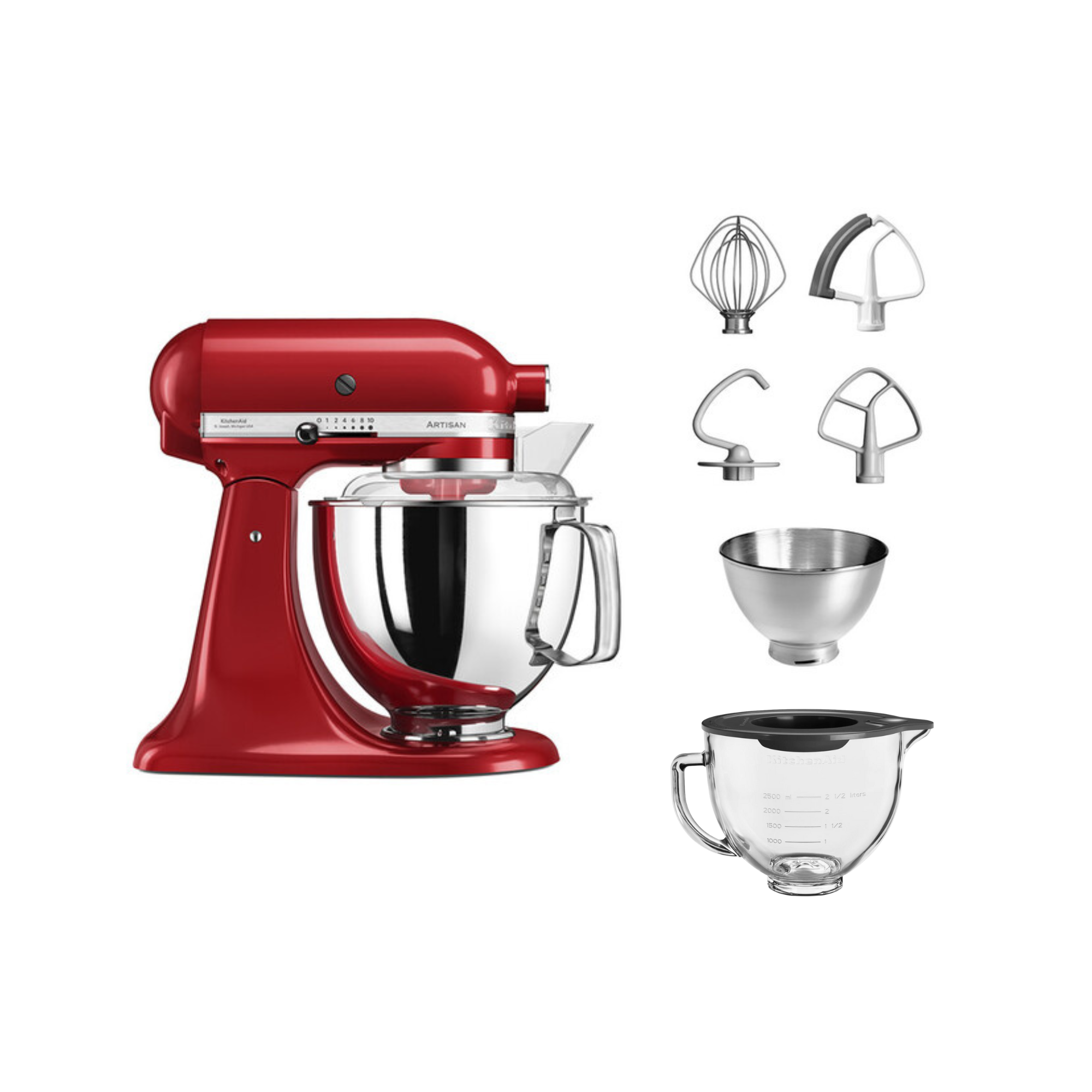 KitchenAid 4,8 L 5KSM175 Artisan Küchenmaschine Glasset mit Glasschüssel