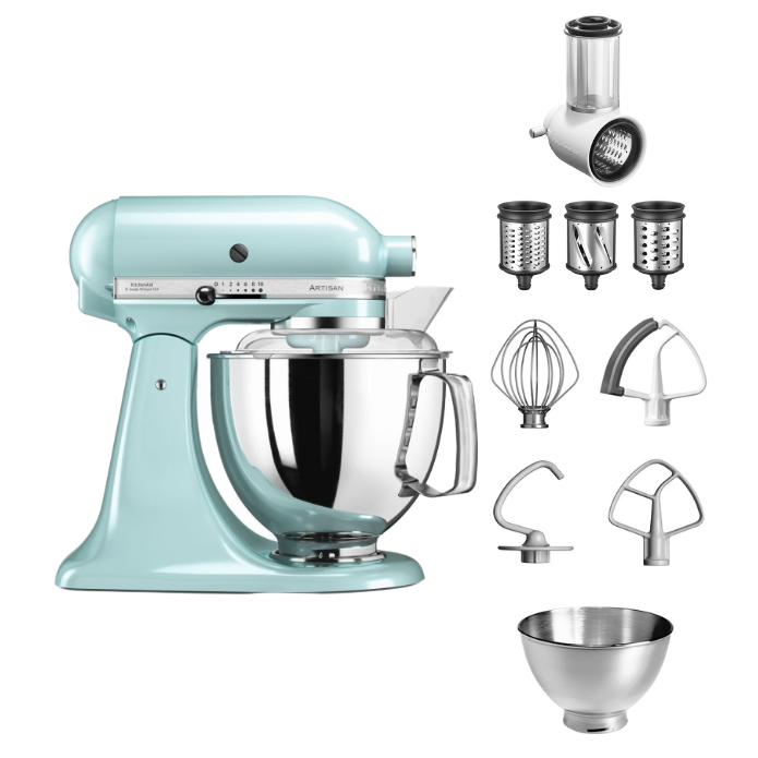 KitchenAid 4,8 L 5KSM175 Artisan Küchenmaschine Beginnerset mit Gemüseschneider