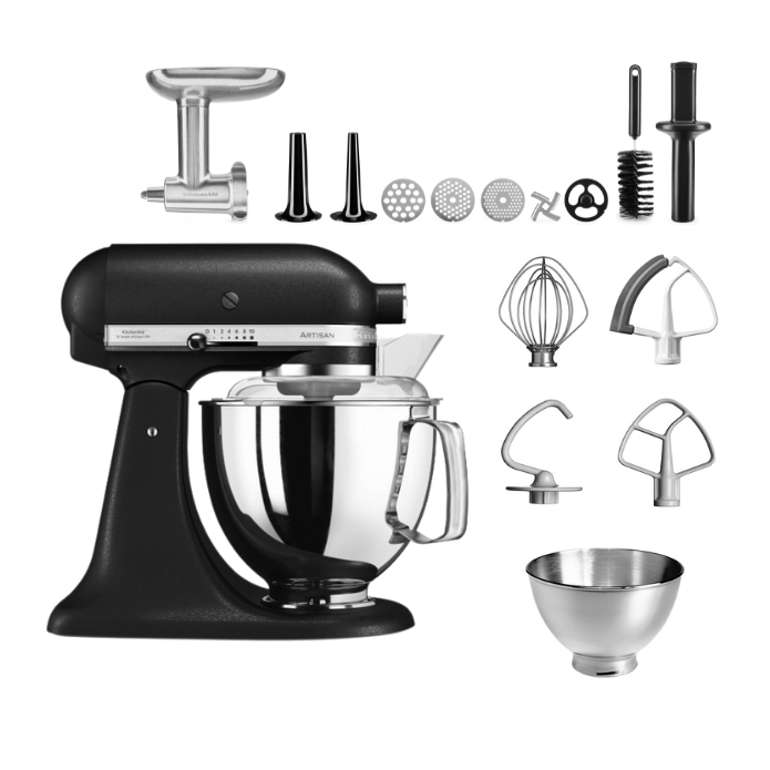 KitchenAid 4,8 L 5KSM175 Artisan Küchenmaschine Meatlover mit Ganzmetall- Fleischwolf