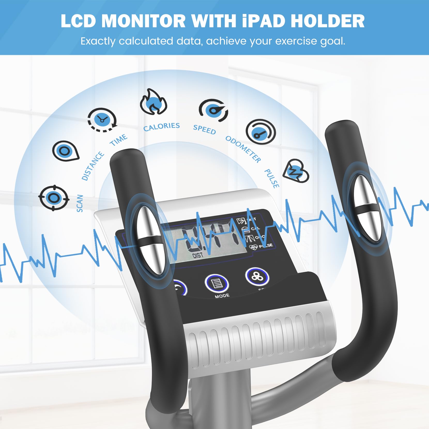 Dripex Elliptical Crosstrainer, Extrem leises magnetisches Ellipsentrainer für den Heimgebrauch, mit 6KG Schwungrad, 8 Widerstandsstufen, Pulssensor, LCD Monitor & Gerätehalterung (Grün)