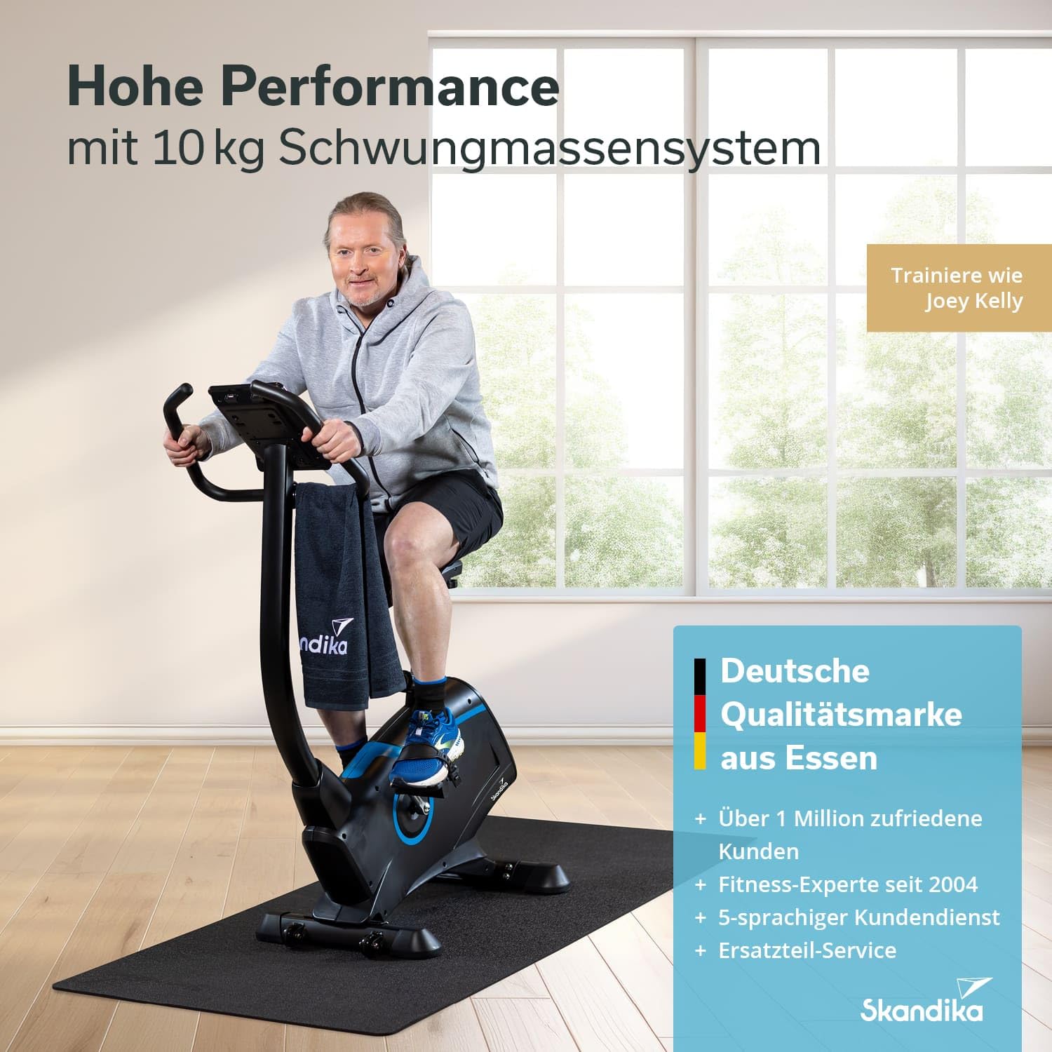 Skandika Ergometer Fahrrad Atlantis | Heimtrainer mit App Steuerung (Kinomap, iConsole), Bluetooth, 10kg Schwungmasse, Puls und Körperfettmessung, 32 Stufen, geräuscharm, Transportrollen | bis 150kg