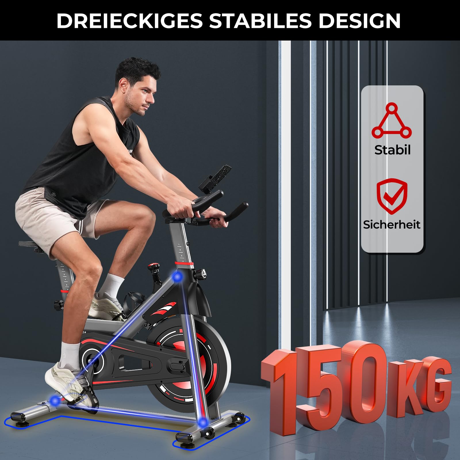 Micyox Ergometer Heimtrainer Fahrrad, TH-X3 Fitnessbikes mit Magnetischem Widerstand, Indoor Kardio Training, LCD Monitor mit IPad-Halterung Hometrainer 150 kg Belastbar