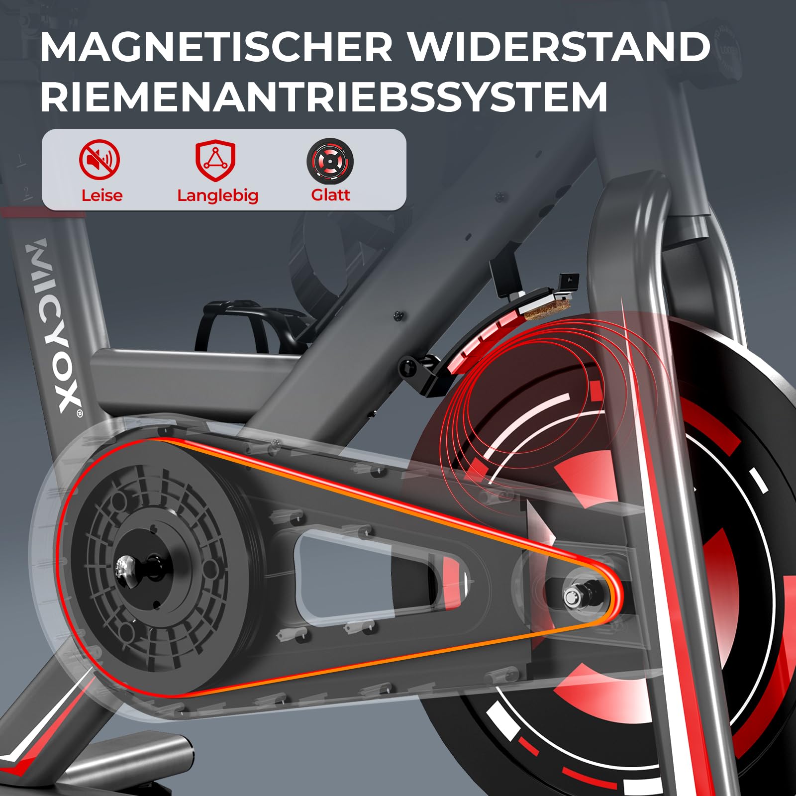 Micyox Ergometer Heimtrainer Fahrrad, TH-X3 Fitnessbikes mit Magnetischem Widerstand, Indoor Kardio Training, LCD Monitor mit IPad-Halterung Hometrainer 150 kg Belastbar