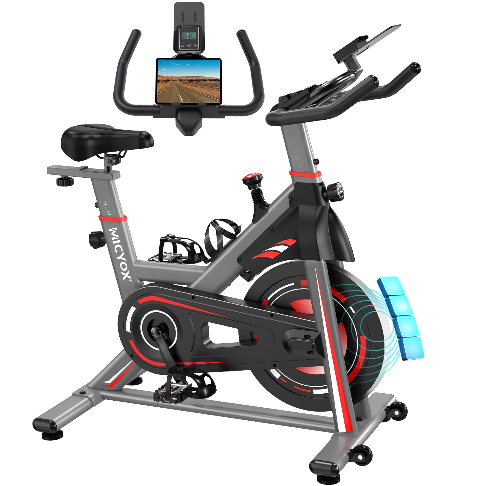 Micyox Ergometer Heimtrainer Fahrrad, TH-X3 Fitnessbikes mit Magnetischem Widerstand, Indoor Kardio Training, LCD Monitor mit IPad-Halterung Hometrainer 150 kg Belastbar