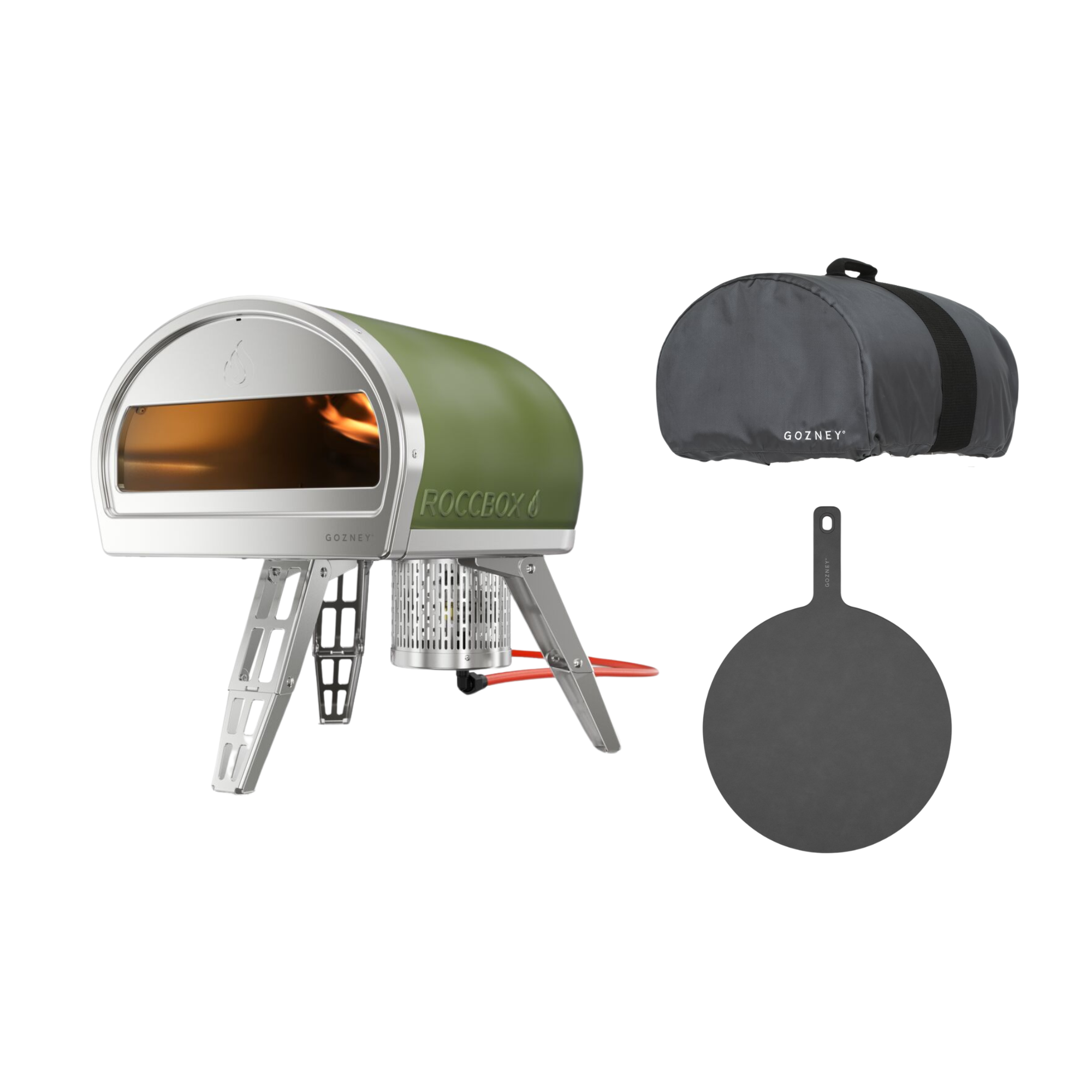 Gozney Roccbox Pizzaofen mit Abdeckhaube und Servierteller