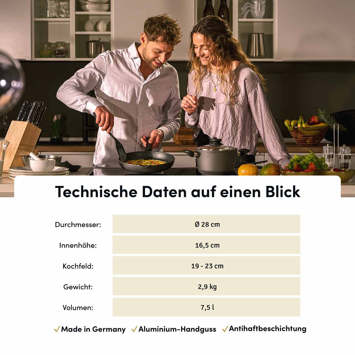 Kochtopf hoch Ø 28 cm I Deckel optional